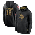 M.Vikings #18 Justin Jefferson Player Black Salute to Service Hoodies Limited Game BALCE Stitched Jerseys