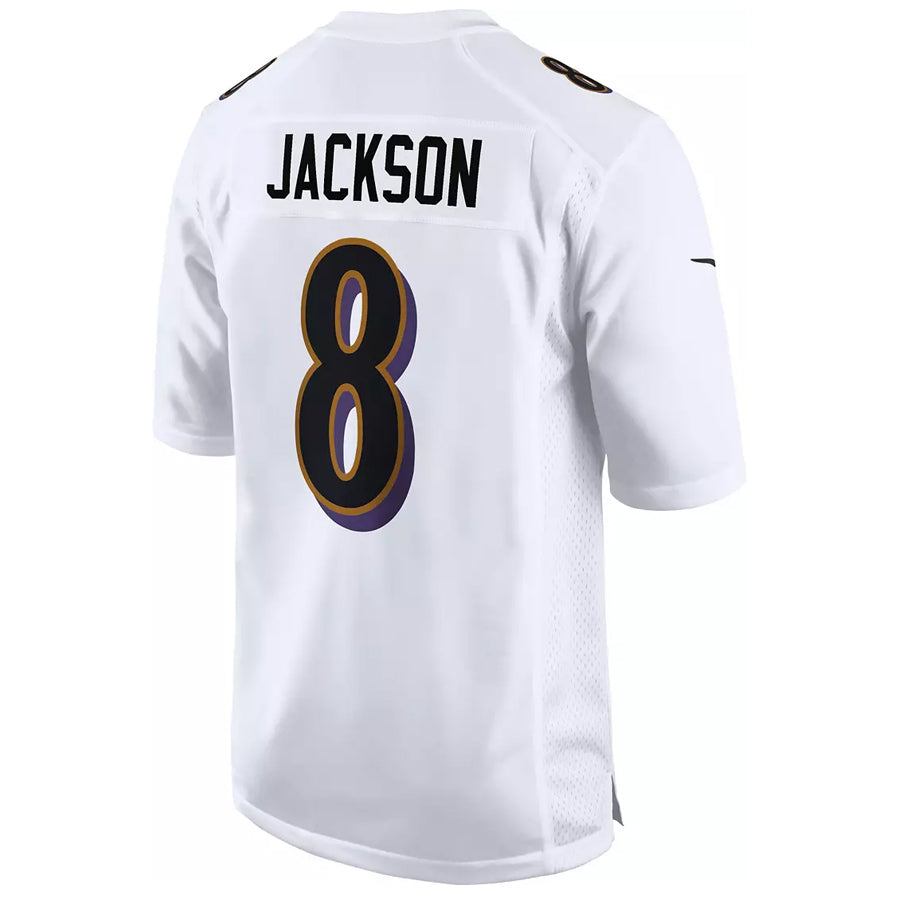 B.Ravens #8 Lamar Jackson Player White Fashion Replica BALCE Stitched Jerseys
