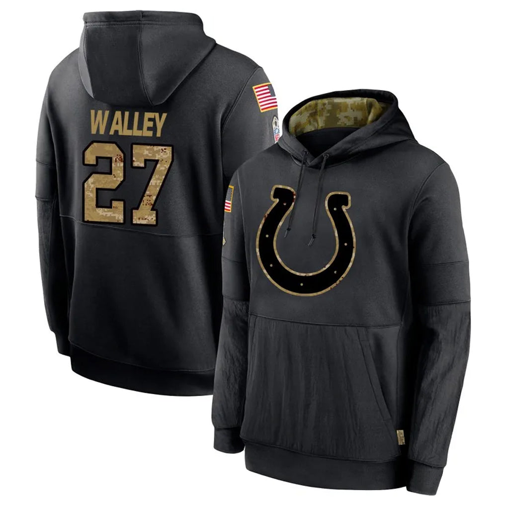 IN.Colts #27 Justin Walley Player Black Salute to Service Hoodies Limited Game BALCE Stitched Jerseys