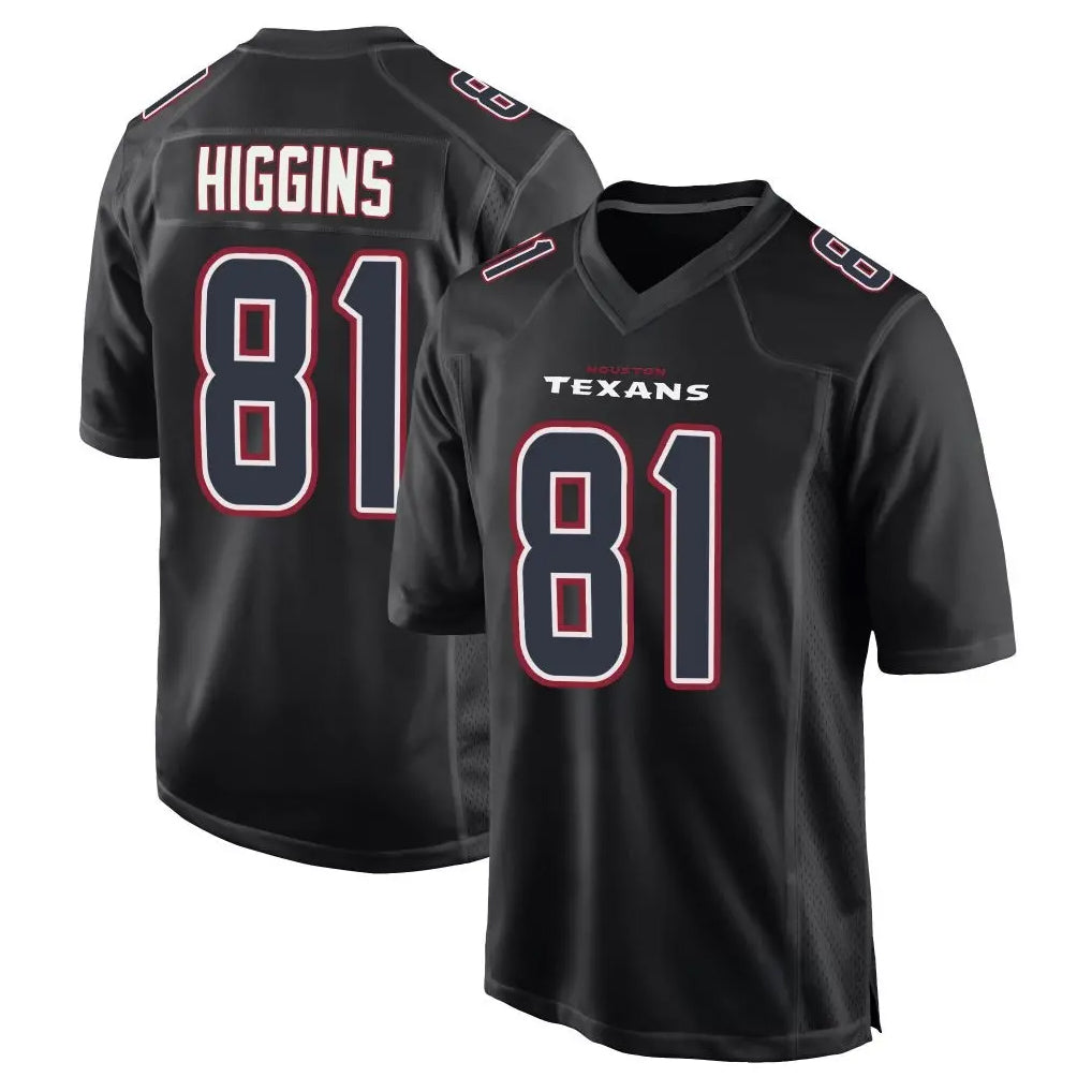 H.Texans #81 Jayden Higgins Player Black Fashion Home Game BALCE Stitched Jerseys