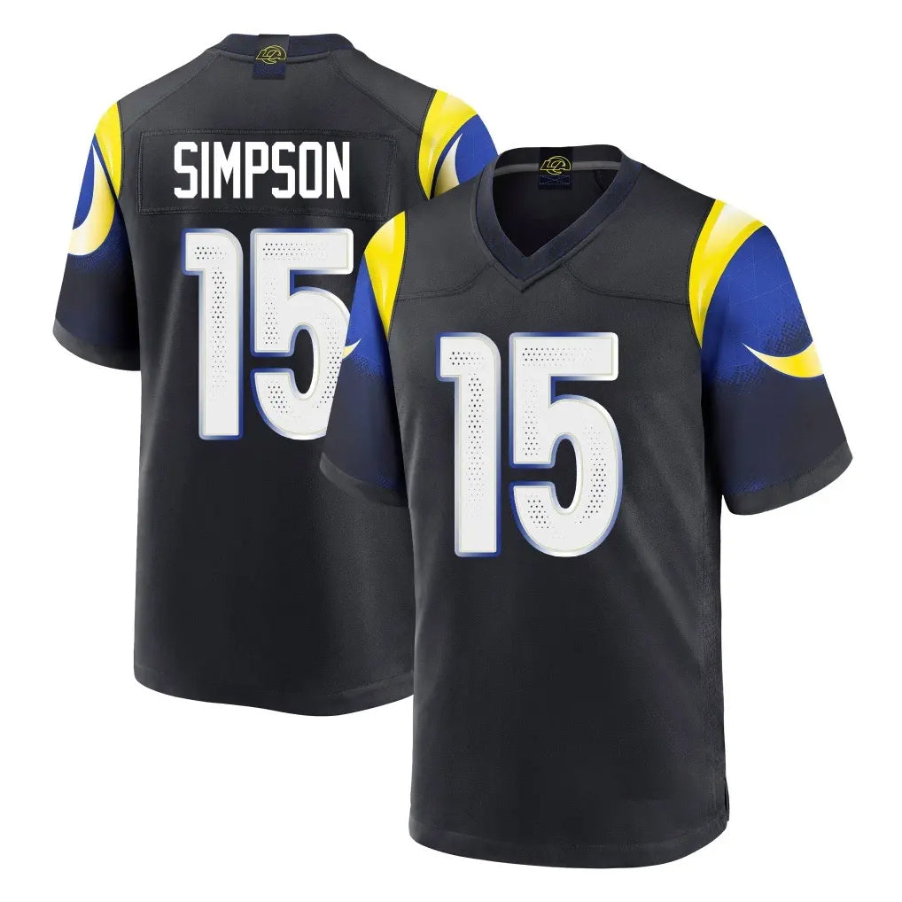 LA.Rams #15 Ty Simpson Player Black Midnight Rivalries Collection Home Game BALCE Stitched Jerseys