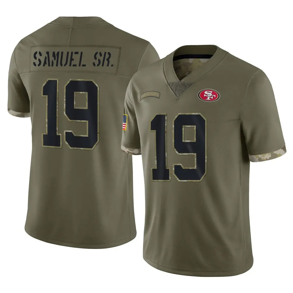 SF.49ers #19 Deebo Samuel Sr. Player Olive Limited Salute To Service Home Game BALCE Stitched Jerseys