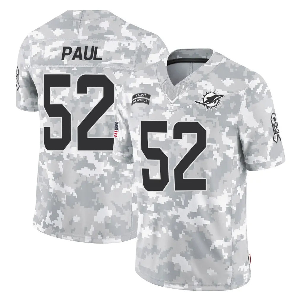 M.Dolphins #52 Patrick Paul Player Arctic Camo Salute To Service Limited Game BALCE Stitched Jerseys