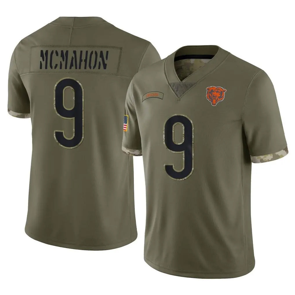 C.Bears #9 Jim McMahon Player Olive Salute to Service Limited Game BALCE Stitched Jerseys