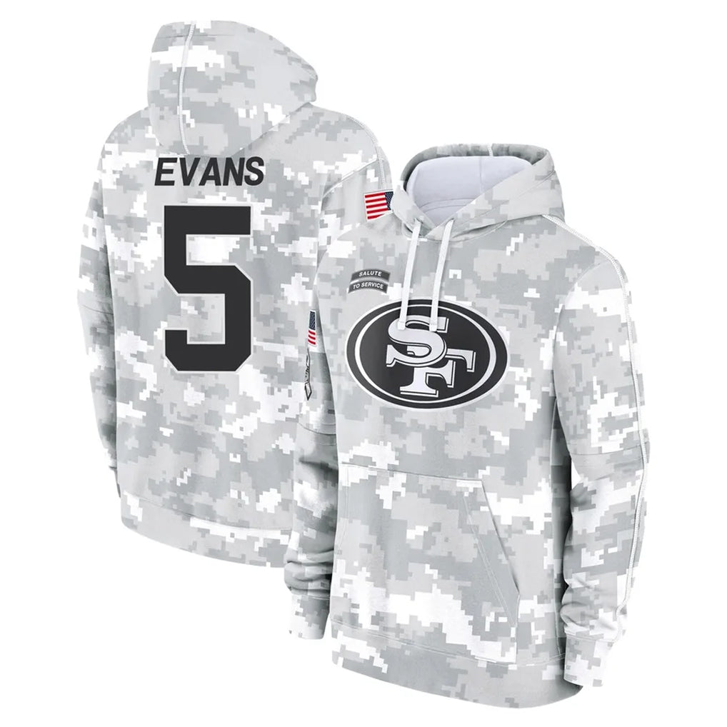 SF.49ers #5 Mike Evans Player Arctic Camo Limited Salute to Service Pullover Hoodies Game BALCE Stitched Jerseys