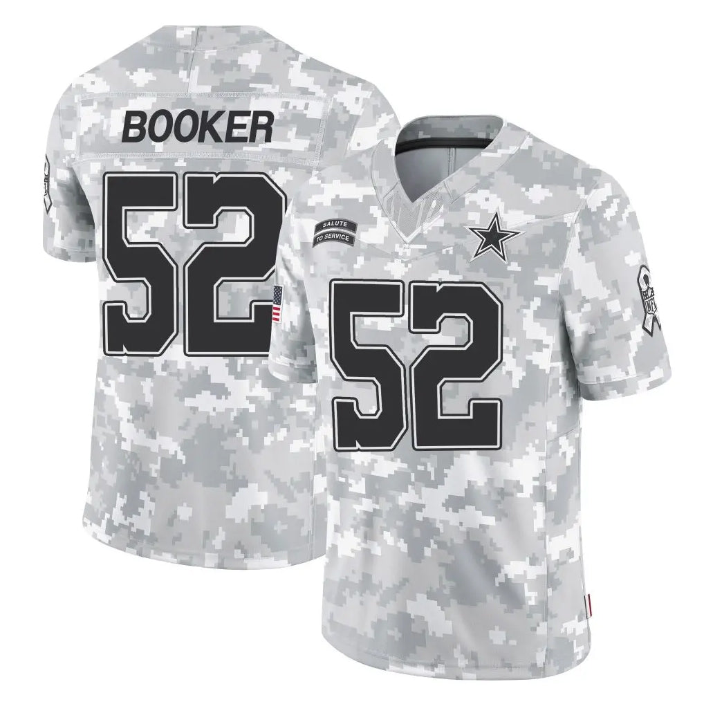 D.Cowboys #52 Tyler Booker Player Arctic Camo Salute to Service Limited Home Game BALCE Stitched Jerseys