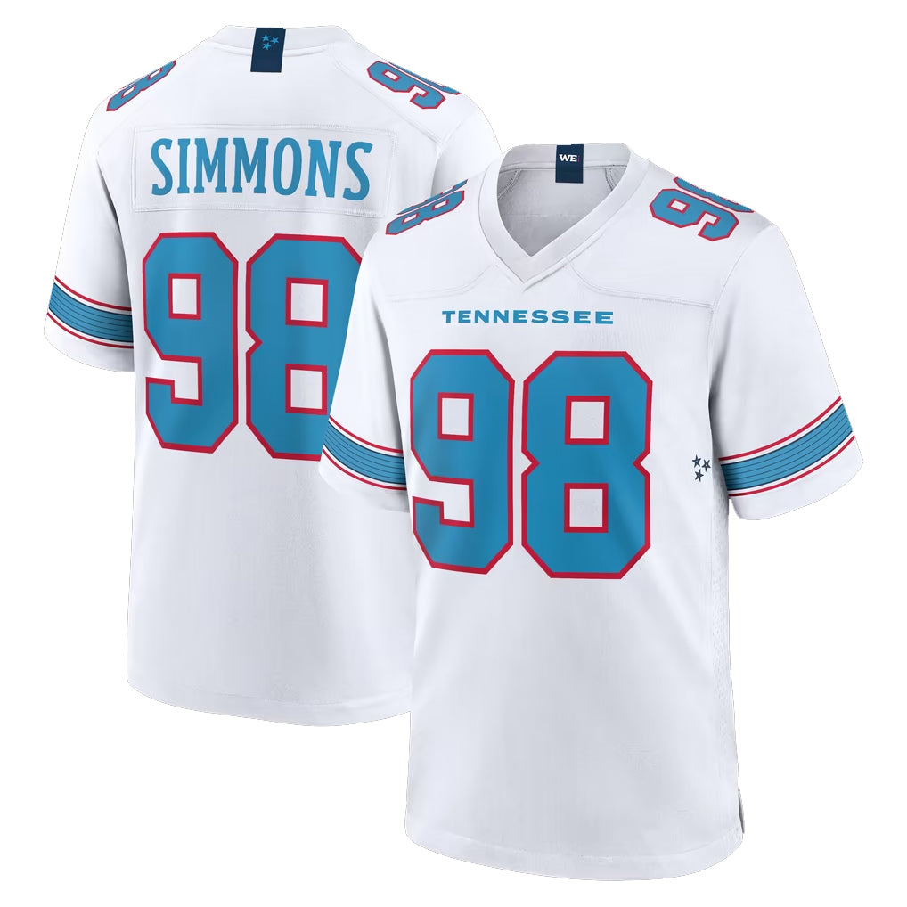 T.Titans #98 Jeffery Simmons Player White 2026 Game Home BALCE Stitched Jerseys