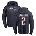 NE.Patriots #2 Harold Landry III Player Navy LOGO Pullover Hoodies Home Game BALCE Stitched Jerseys