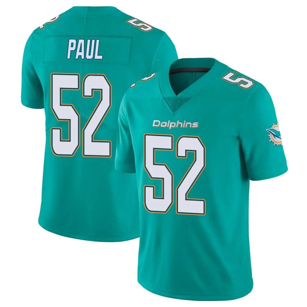 M.Dolphins #52 Patrick Paul Player Aqua Limited Vapor Untouchable Home Game BALCE Stitched Jerseys