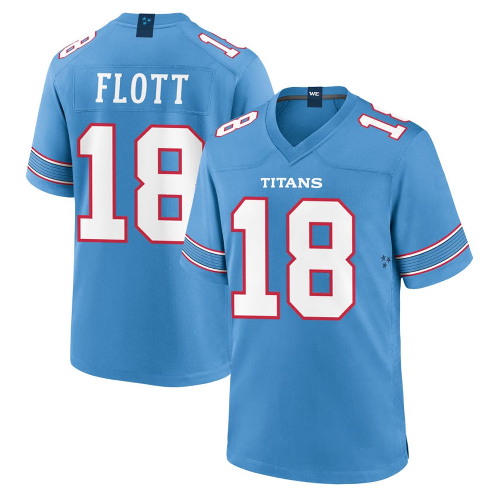 T.Titans #18 Cor'Dale Flott Player Light Blue 2026 Game Home BALCE Stitched Jerseys