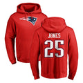 NE.Patriots #25 Marcus Jones Player Red LOGO Pullover Hoodies Home Game BALCE Stitched Jerseys