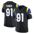 LA.Rams #91 Kobie Turner Player Black Midnight Rivalries Collection Limited Home Game BALCE Stitched Jerseys