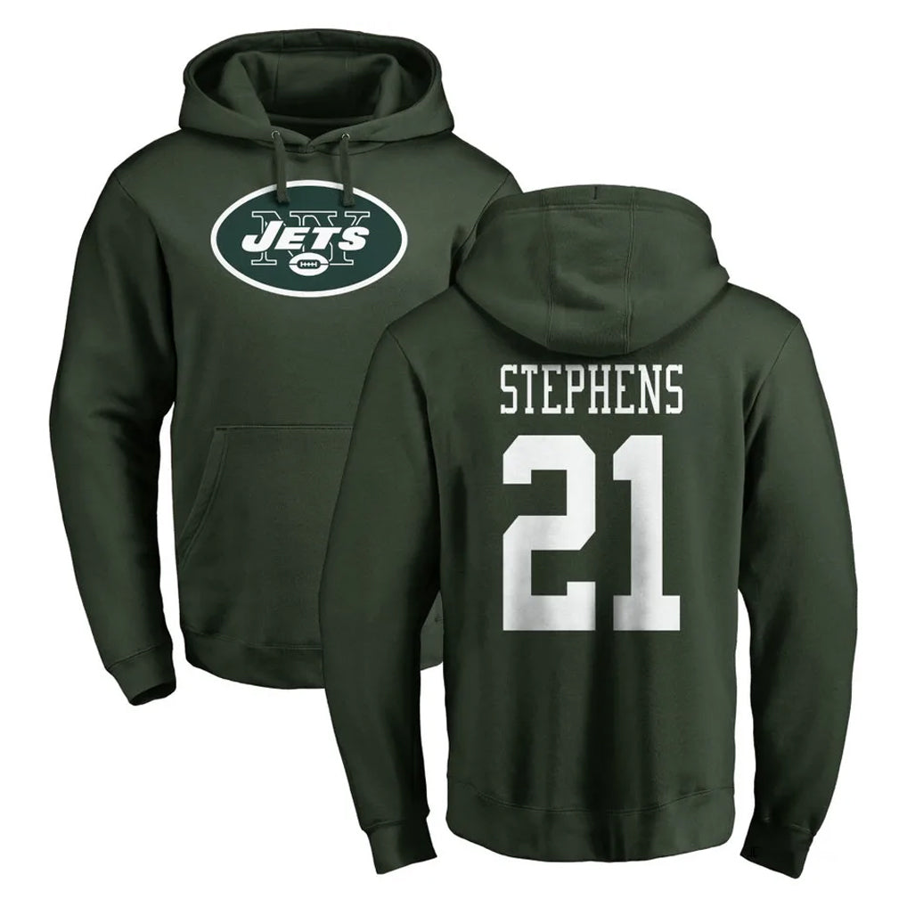 NY.Jets #21 Brandon Stephens Player Green LOGO Pullover Hoodies Limited Game BALCE Stitched Jerseys
