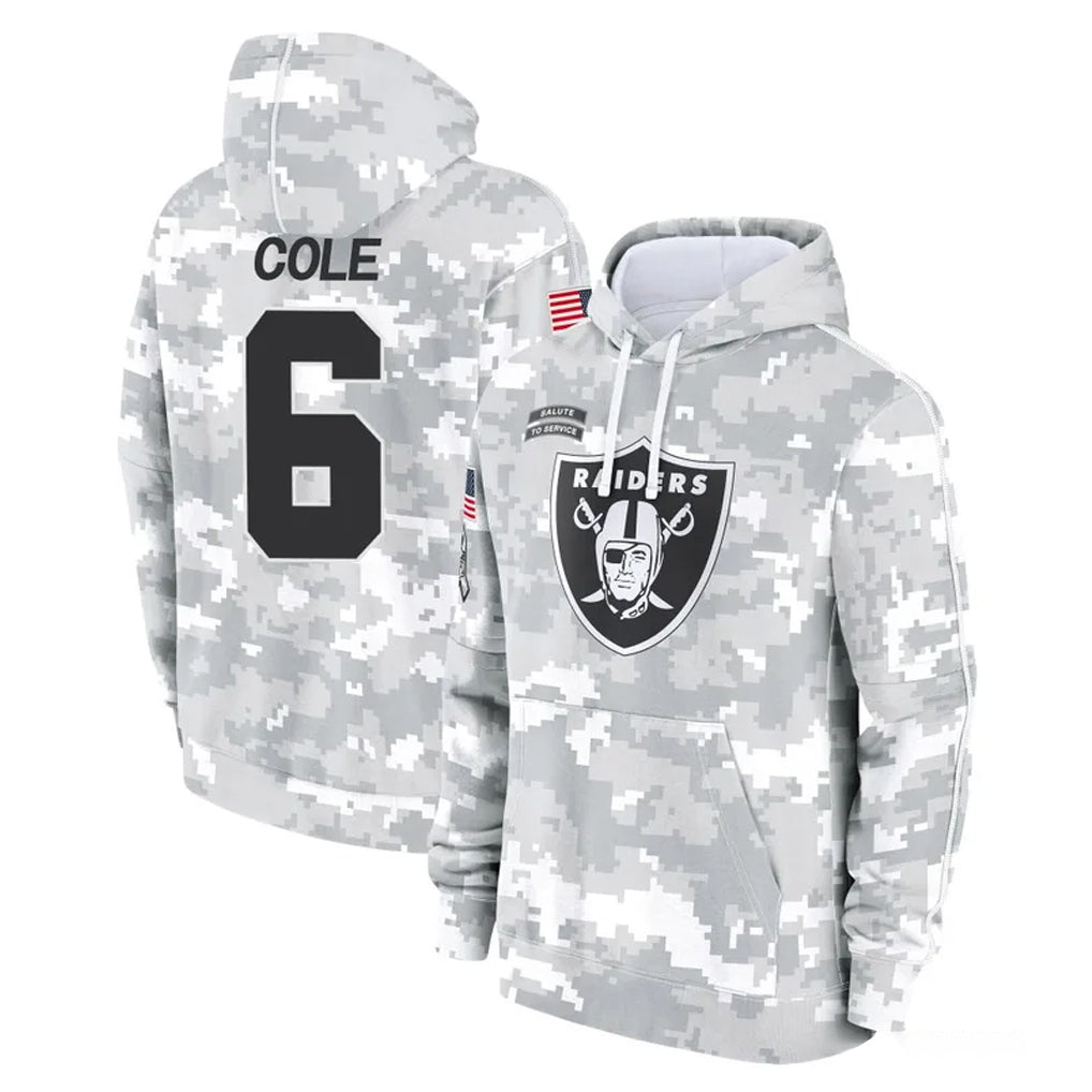 LV.Raiders #6 A.J. Cole Player Arctic Camo Salute to Service Hoodies Limited Game BALCE Stitched Jerseys