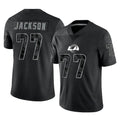 LA.Rams #77 Alaric Jackson Player Black Limited Reflective Home Game BALCE Stitched Jerseys