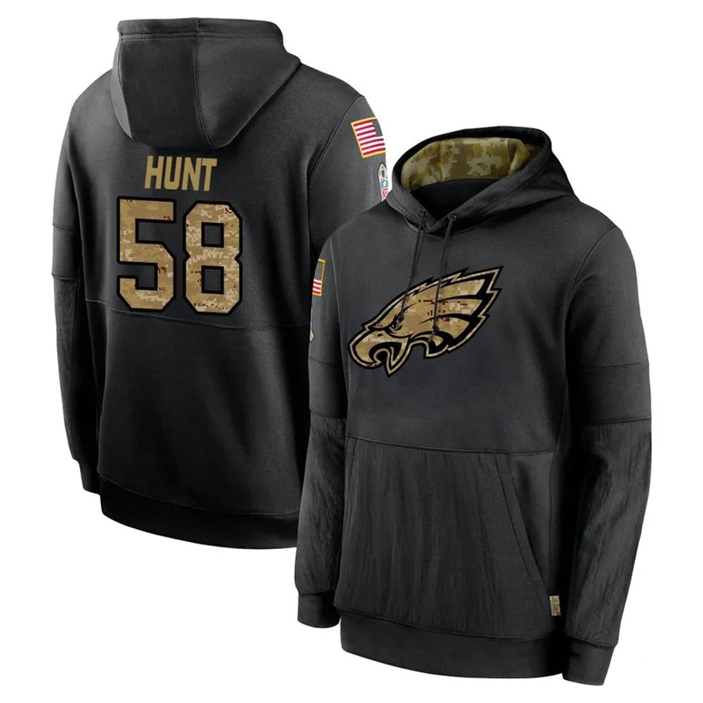 P.Eagles #58 Jalyx Hunt Player Black Salute to Service Hoodies Limited Game BALCE Stitched Jerseys