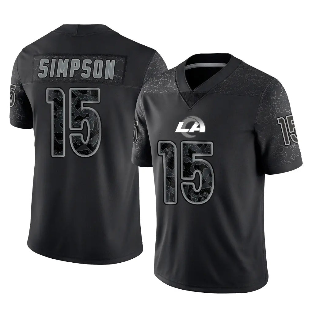 LA.Rams #15 Ty Simpson Player Black Limited Reflective Home Game BALCE Stitched Jerseys