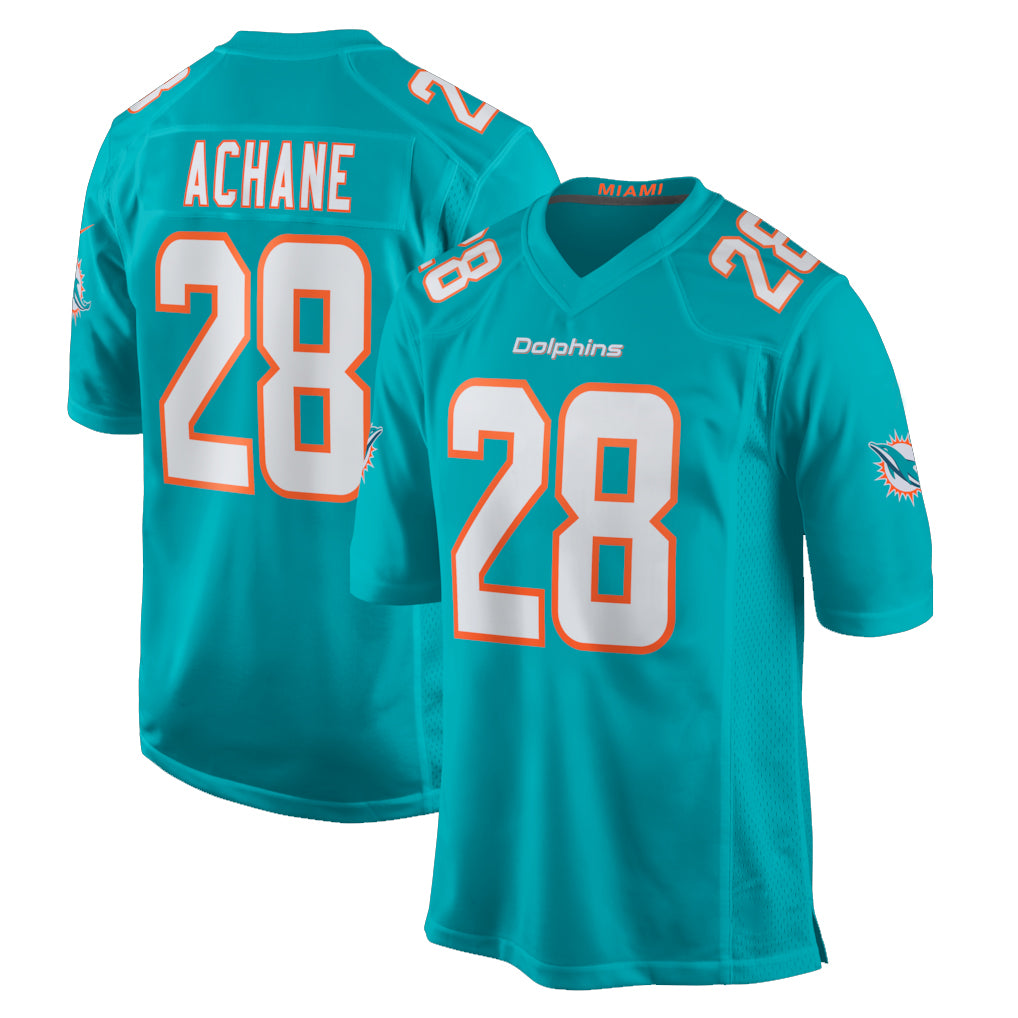 M.Dolphins #28 De'Von Achane Player Aqua Home Game BALCE Stitched Jerseys