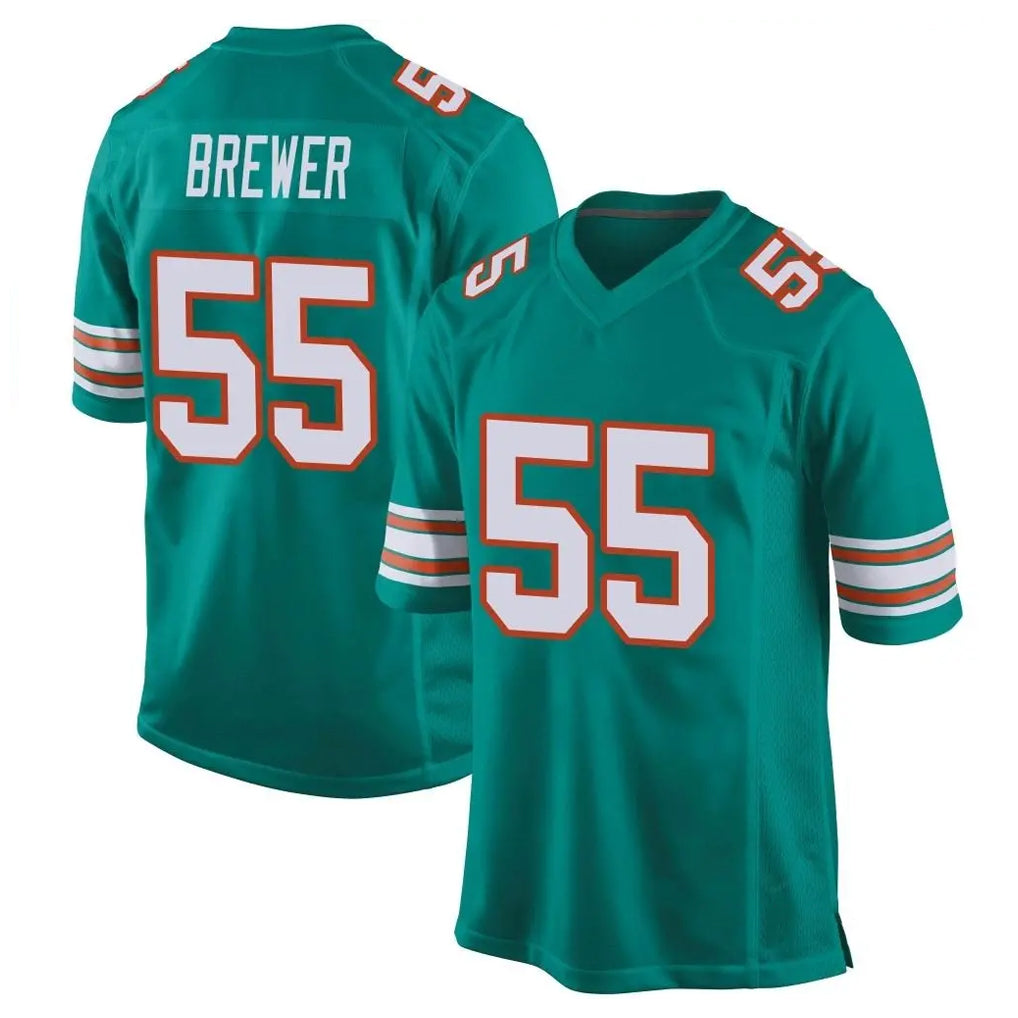 M.Dolphins #55 Aaron Brewer Player Aqua Alternate Home Game BALCE Stitched Jerseys