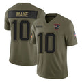 NE.Patriots #10 Drake Maye Player Olive 2025 Salute To Service Limited BALCE Stitched Jerseys