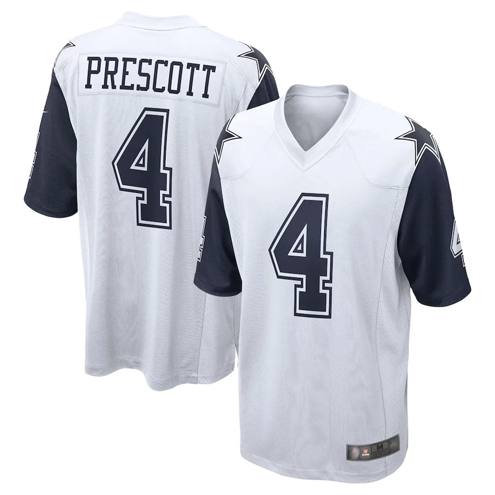 D.Cowboys #4 Dak Prescott Player White-Navy Home Game BALCE Stitched Jerseys