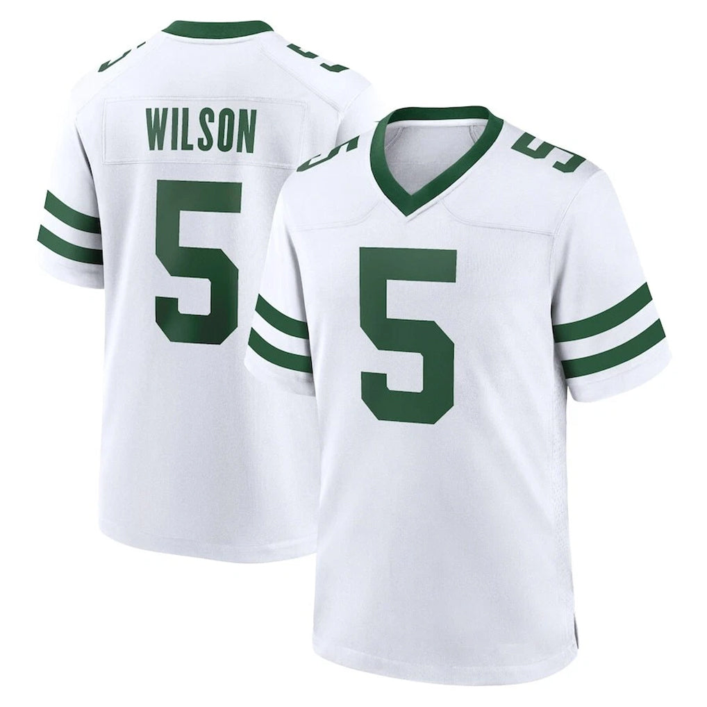 NY.Jets #5 Garrett Wilson Player White Legacy Home Game BALCE Stitched Jerseys
