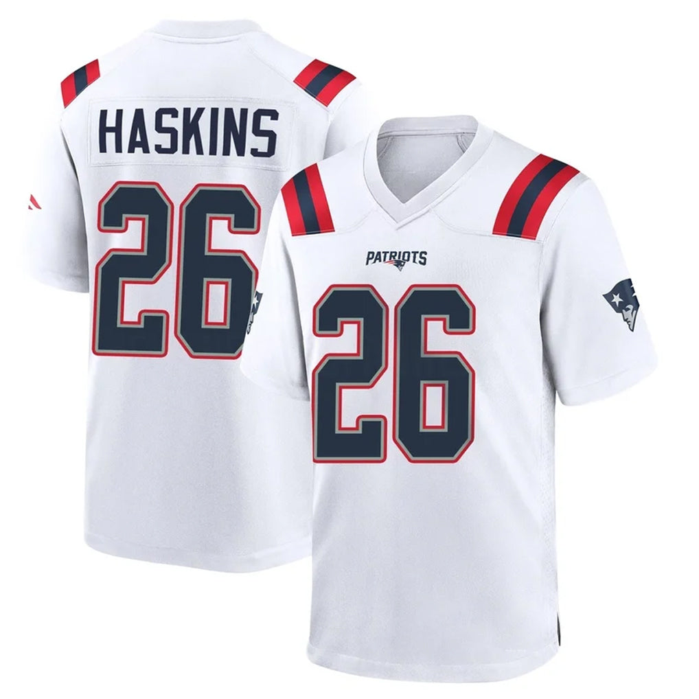 NE.Patriots #26 Hassan Haskins Player White Home Game BALCE Stitched Jerseys