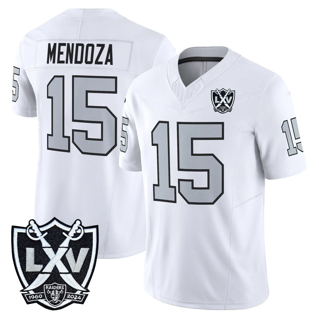 LV.Raiders #15 Fernando Mendoza Player White 2026 Vapor Limited Home Game BALCE Stitched Jerseys