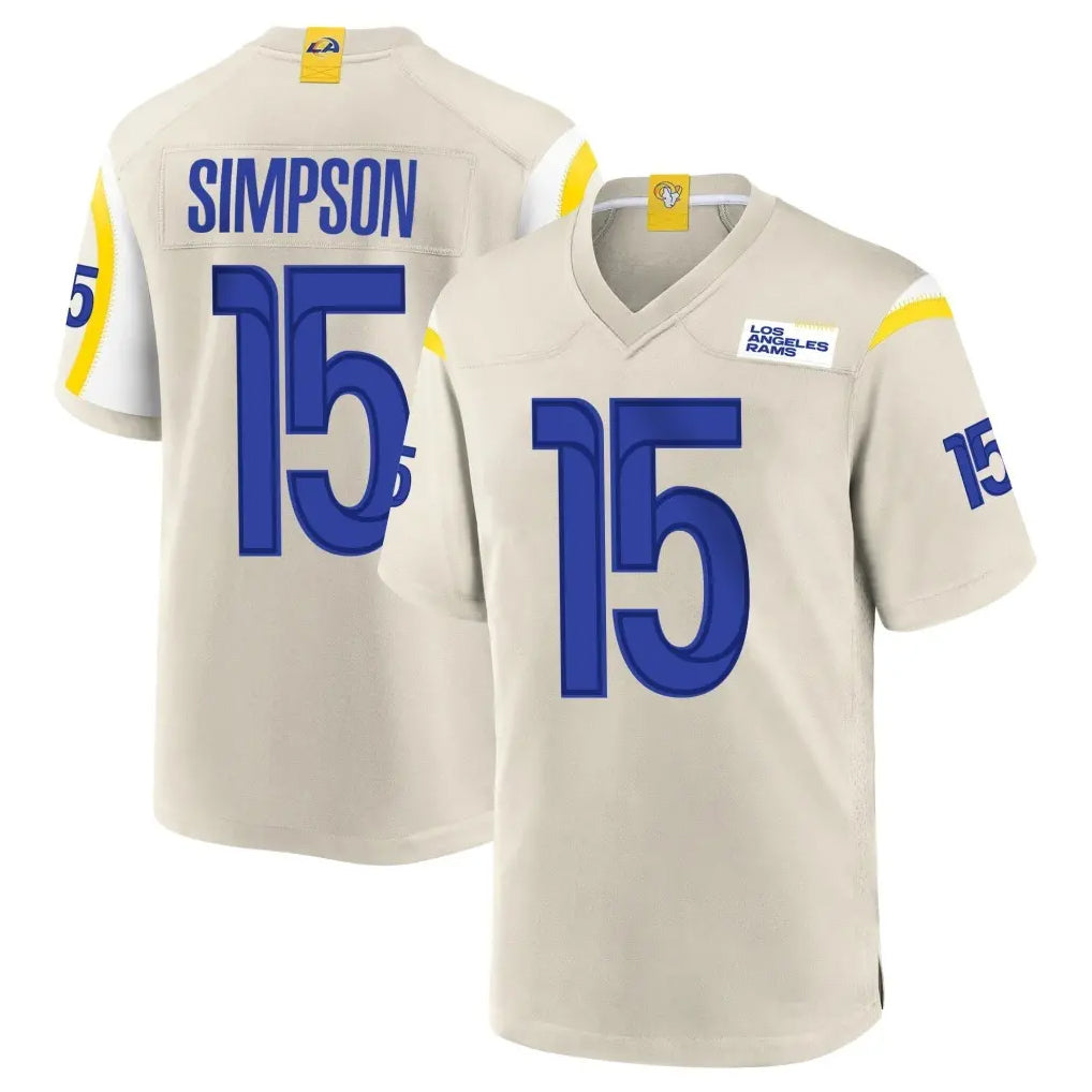 LA.Rams #15 Ty Simpson Player Bone Home Game BALCE Stitched Jerseys