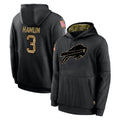 B.Bills #3 Damar Hamlin Player Black Salute to Service Hoodies BALCE Stitched Jersey