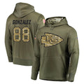 KC.Chiefs #88 Tony Gonzalez Player Olive Salute to Service Pullover Hoodies Home Game BALCE Stitched Jerseys