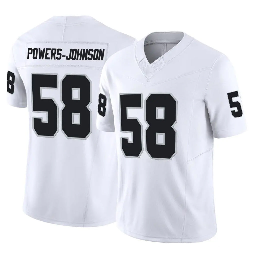LV.Raiders #58 Jackson Powers-Johnson Player White Limited Vapor F.U.S.E. Home Game BALCE Stitched Jerseys
