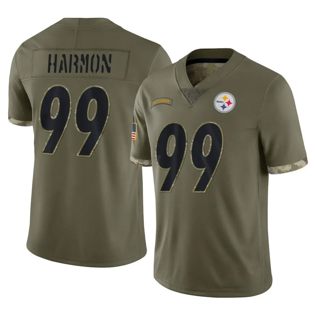 P.Steelers #99 Derrick Harmon Player Olive Limited Salute To Service Home Game BALCE Stitched Jerseys