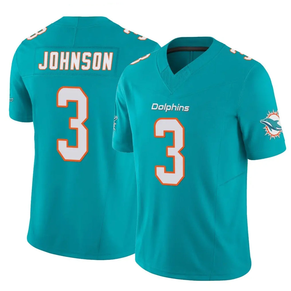 M.Dolphins #3 Chris Johnson Player Aqua Limited Vapor F.U.S.E. Home Game BALCE Stitched Jerseys