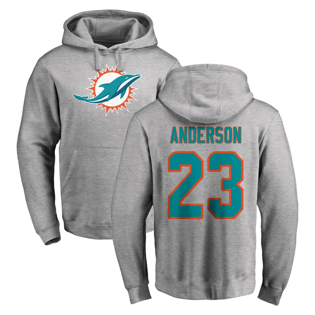 M.Dolphins #23 Zayne Anderson Player Gray LOGO Pullover Hoodies Limited BALCE Stitched Jerseys