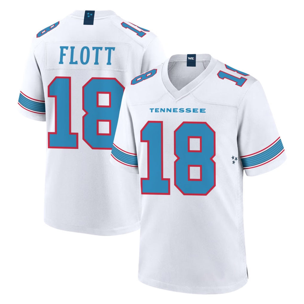T.Titans #18 Cor'Dale Flott Player White 2026 Game Home BALCE Stitched Jerseys