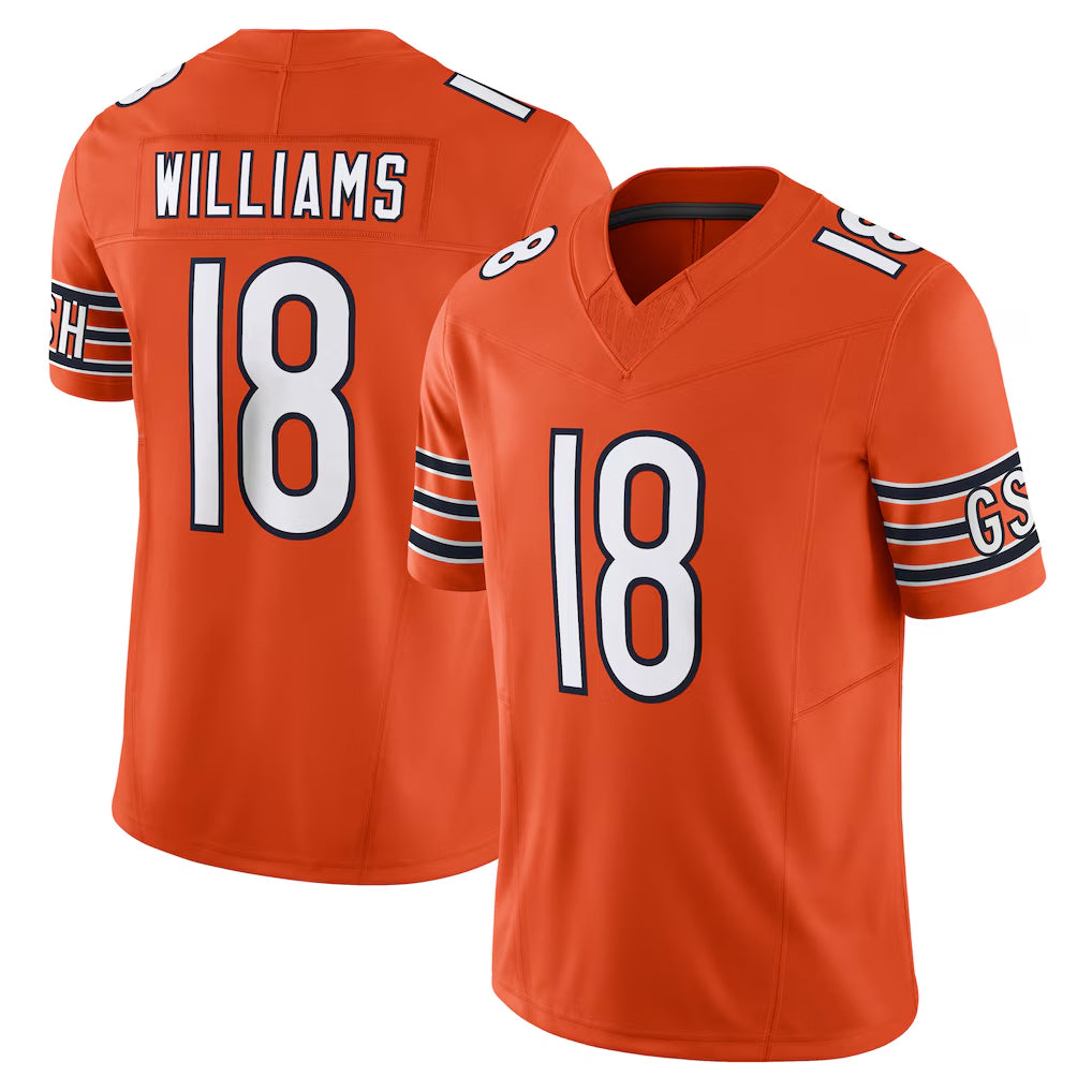 C.Bears #18 Caleb Williams Player Orange Vapor F.U.S.E. Limited Home Game BALCE Stitched Jerseys