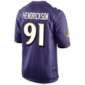 B.Ravens #91 Trey Hendrickson Player Purple Alternate Home Game BALCE Stitched Jerseys
