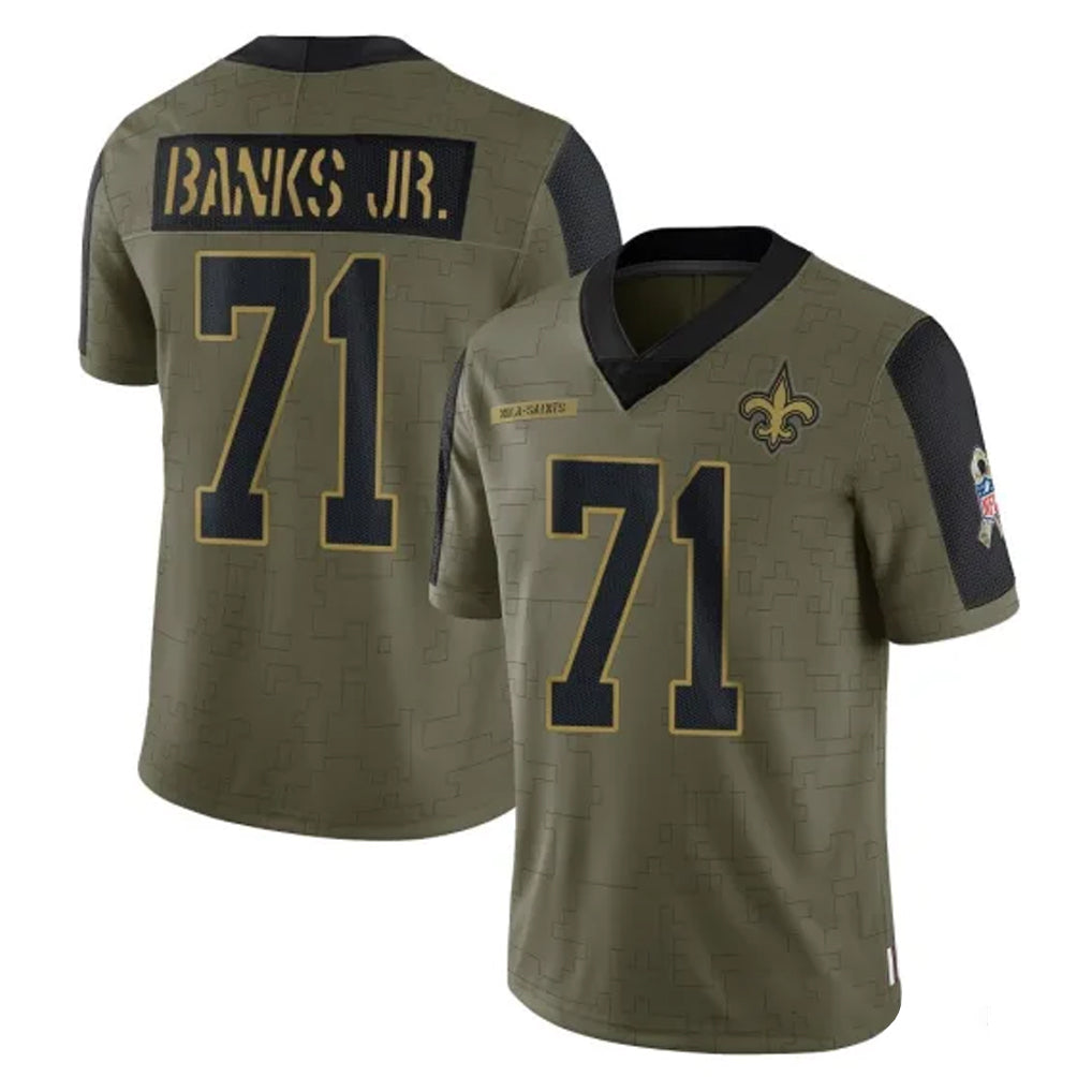 NO.Saints #71 Kelvin Banks Jr. Player Olive Salute To Service Limited Game BALCE Stitched Jerseys