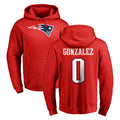 NE.Patriots #0 Christian Gonzalez Player Red LOGO Pullover Hoodies Home Game BALCE Stitched Jerseys