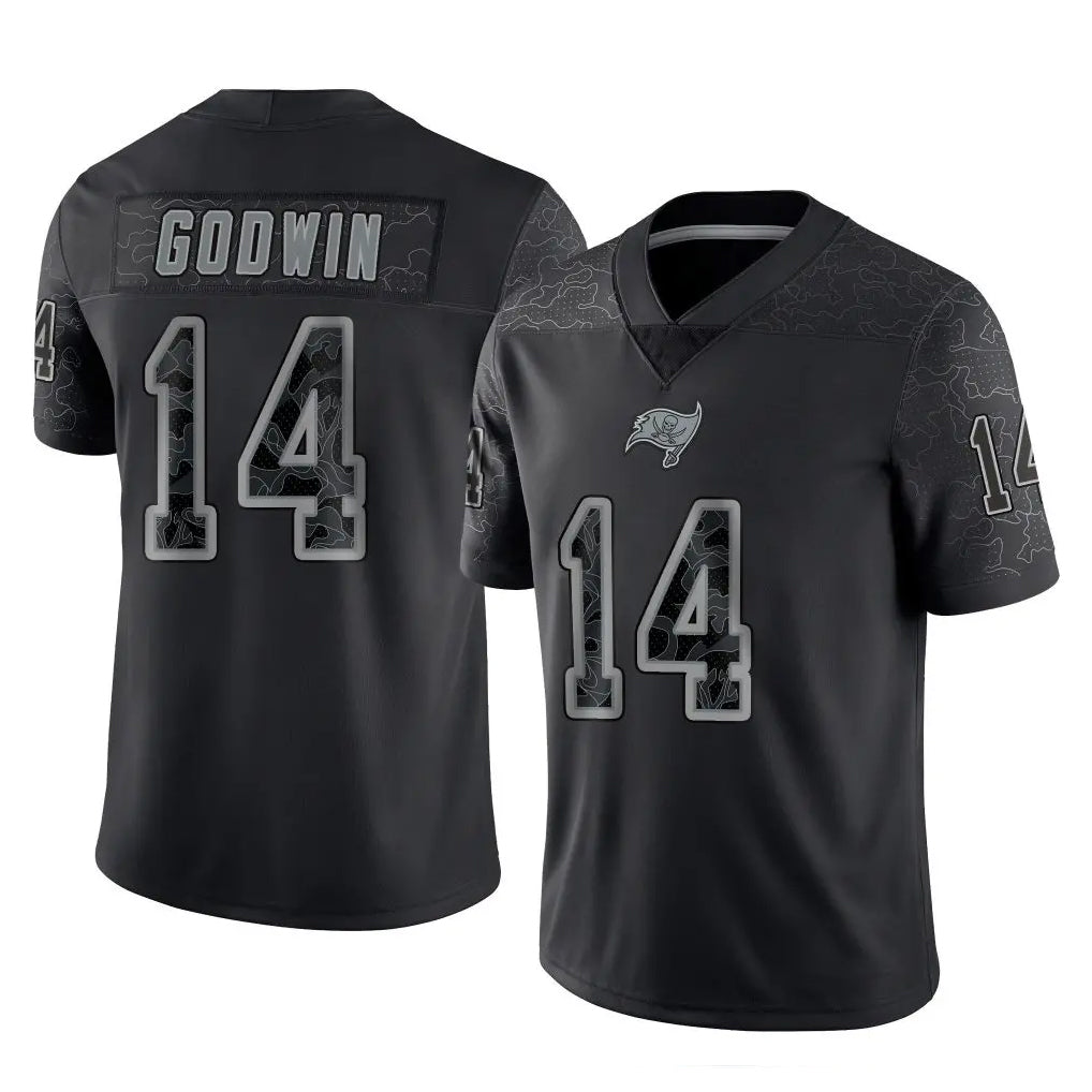 TB.Buccaneers #14 Chris Godwin Jr. Player Black Reflective Limited Home Game BALCE Stitched Jerseys