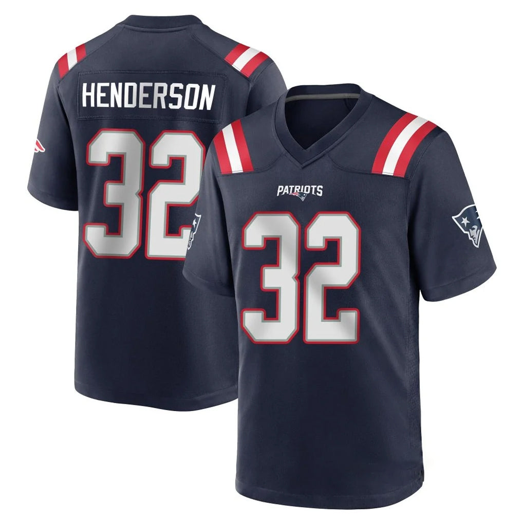 NE.Patriots #32 TreVeyon Henderson Player Navy Home Game BALCE Stitched Jerseys