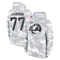 LA.Rams #77 Alaric Jackson Player Arctic Camo Salute to Service Hoodies Limited Game BALCE Stitched Jerseys