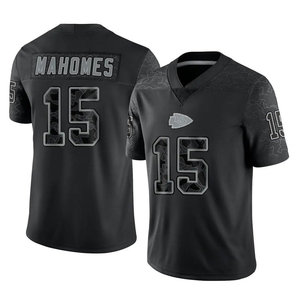 KC.Chiefs #15 Patrick Mahomes Player Black Limited Reflective Game BALCE Stitched Jerseys