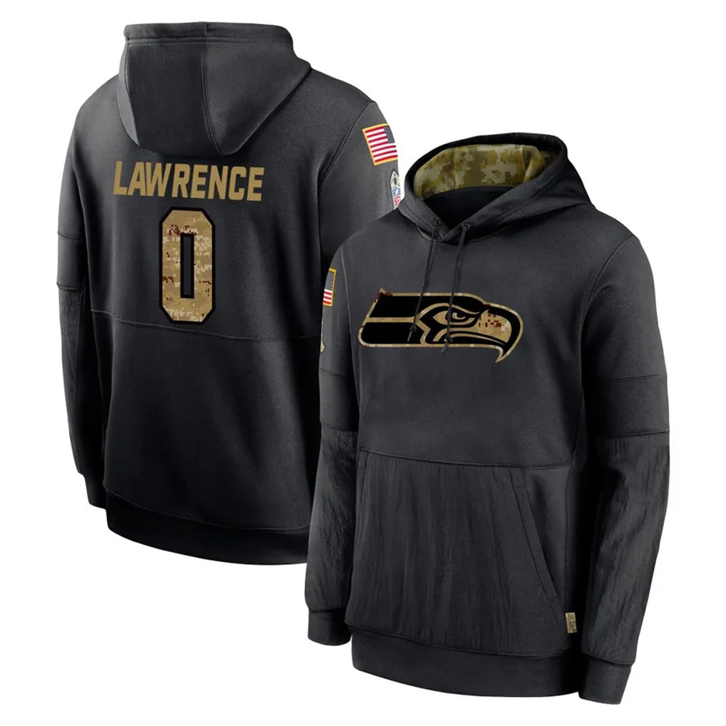 S.Seahawks #0 DeMarcus Lawrence Player Black Salute to Service Hoodies Limited Game BALCE Stitched Jerseys