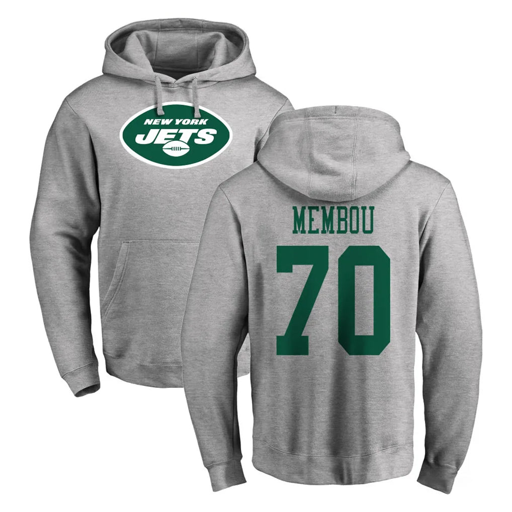 NY.Jets #70 Armand Membou Player Gray LOGO Pullover Hoodies Limited Game BALCE Stitched Jerseys