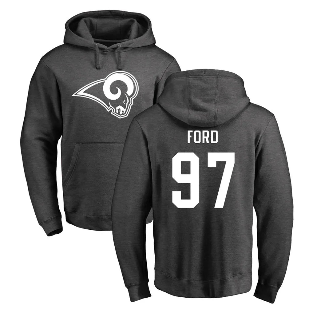 LA.Rams #97 Poona Ford Player Gray Pullover Hoodie Limited Game BALCE Stitched Jerseys
