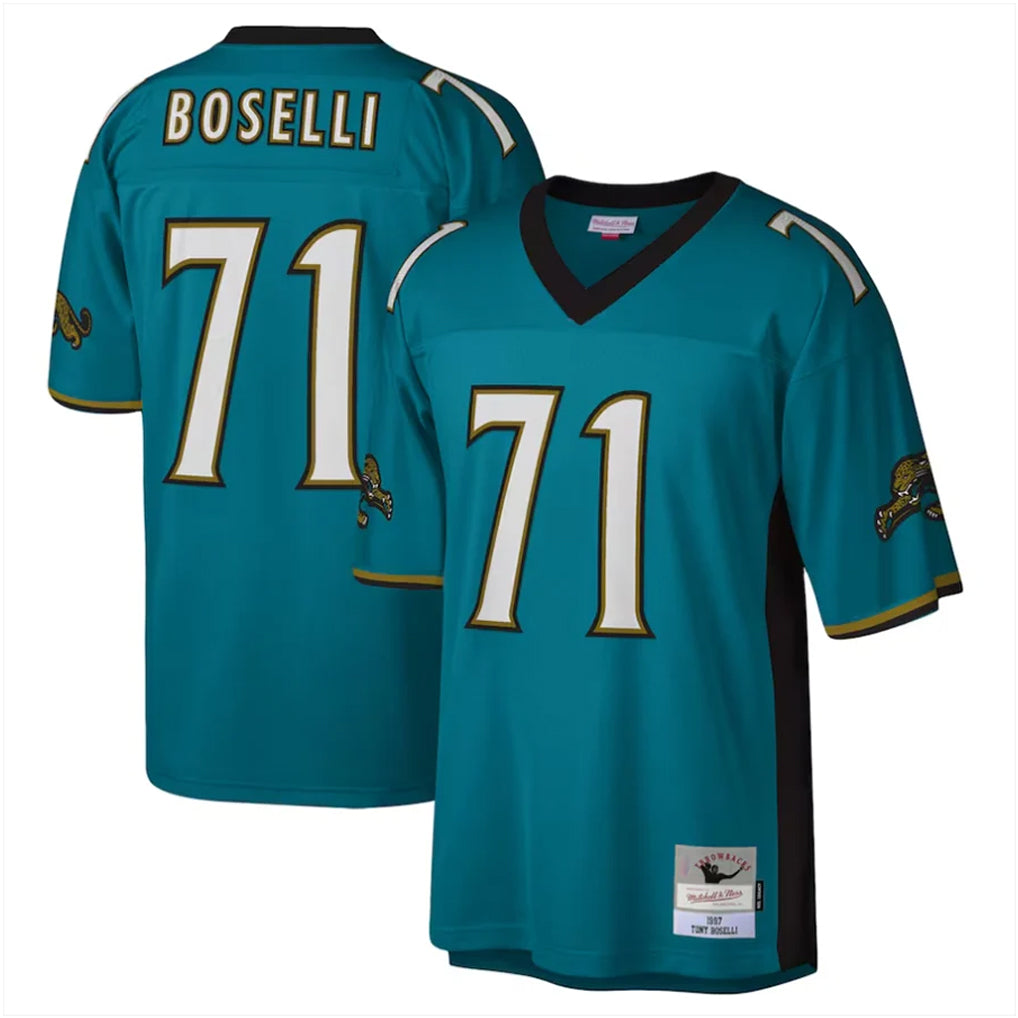 J.Jaguars #71 Tony Boselli Player Teal Mitchell & Ness Legacy Home Game BALCE Stitched Jerseys