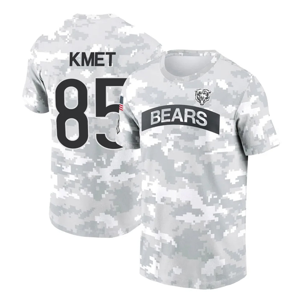 C.Bears #85 Cole Kmet Player Arctic Camo Salute to Service Performance T-Shirt Limited BALCE Stitched Jerseys
