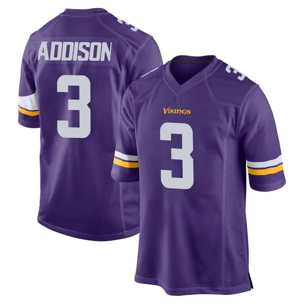 M.Vikings #3 Jordan Addison Player Purple Home Game BALCE Stitched Jerseys